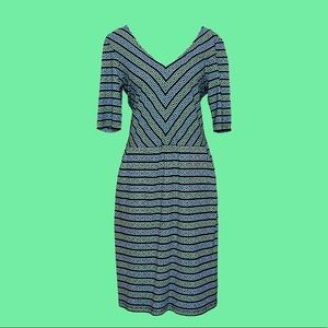 J. McLaughlin 3/4 Sleeve V-Neck Striped Dress
